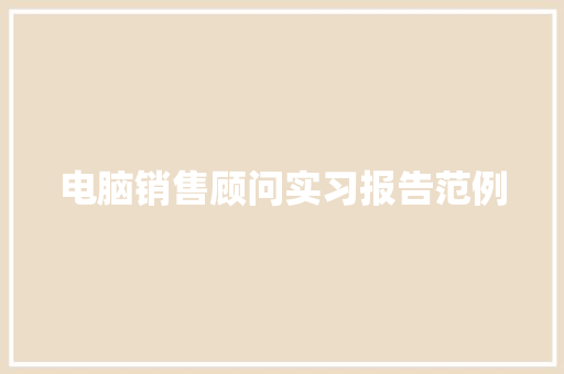 电脑销售顾问实习报告范例