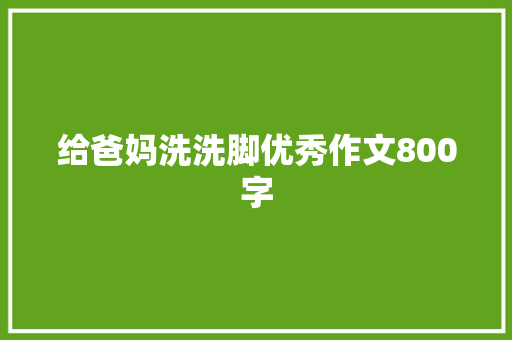 给爸妈洗洗脚优秀作文800字