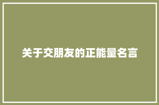 关于交朋友的正能量名言