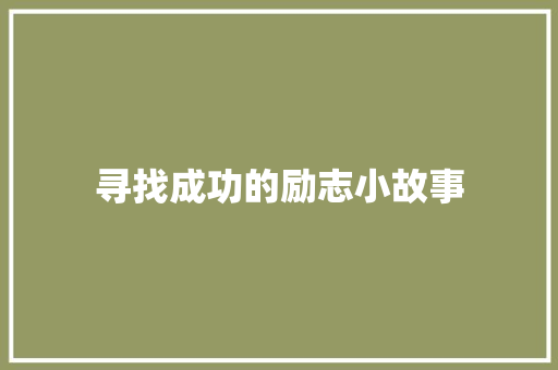 寻找成功的励志小故事