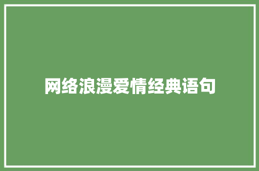 网络浪漫爱情经典语句