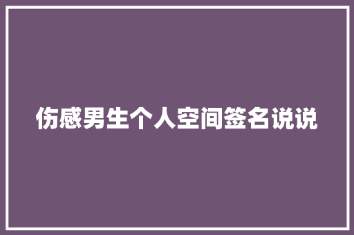 伤感男生个人空间签名说说