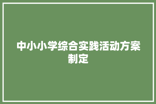 中小小学综合实践活动方案制定