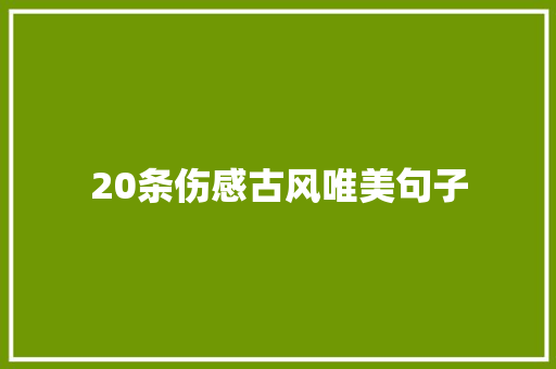 20条伤感古风唯美句子