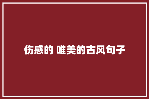 伤感的 唯美的古风句子