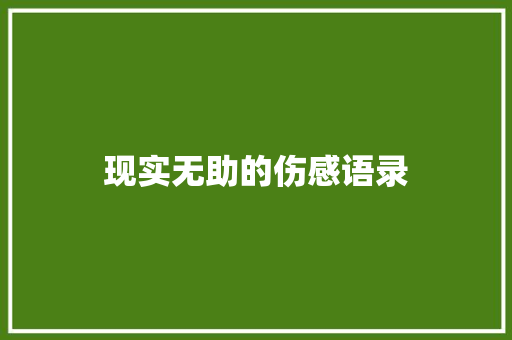 现实无助的伤感语录