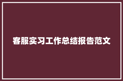 客服实习工作总结报告范文