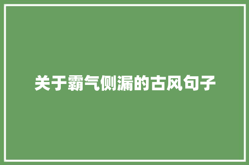 关于霸气侧漏的古风句子 致辞范文