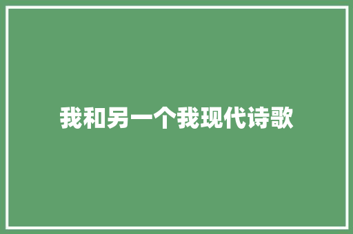 我和另一个我现代诗歌