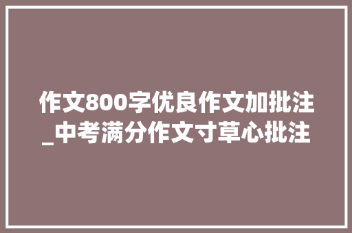 作文800字优良作文加批注_中考满分作文寸草心批注及点评