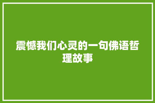 震憾我们心灵的一句佛语哲理故事