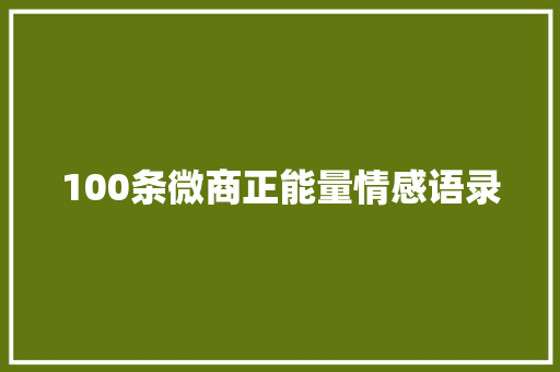 100条微商正能量情感语录 工作总结范文