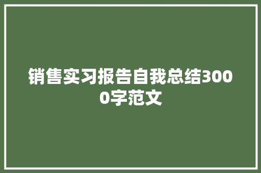 销售实习报告自我总结3000字范文