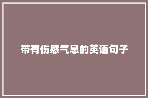 带有伤感气息的英语句子