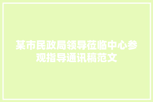 某市民政局领导莅临中心参观指导通讯稿范文