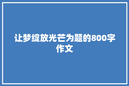 让梦绽放光芒为题的800字作文