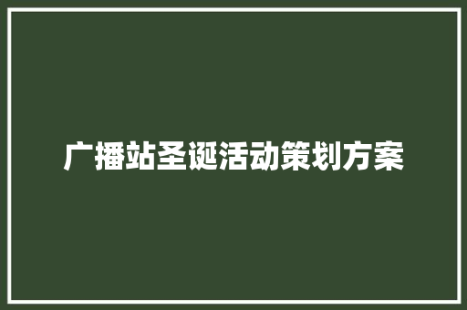 广播站圣诞活动策划方案