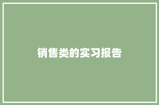 销售类的实习报告