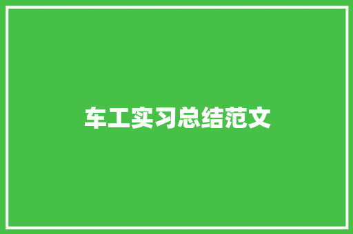 车工实习总结范文