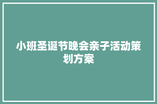 小班圣诞节晚会亲子活动策划方案