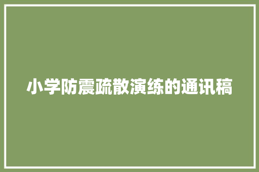 小学防震疏散演练的通讯稿