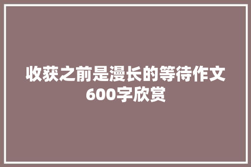 收获之前是漫长的等待作文600字欣赏