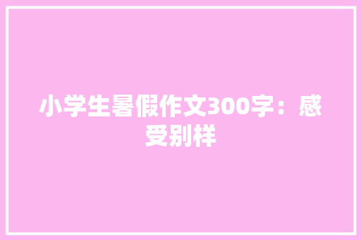 小学生暑假作文300字：感受别样