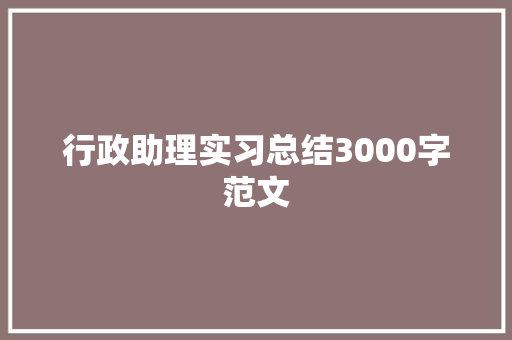 行政助理实习总结3000字范文