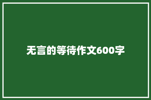 无言的等待作文600字