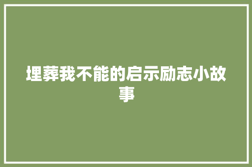 埋葬我不能的启示励志小故事