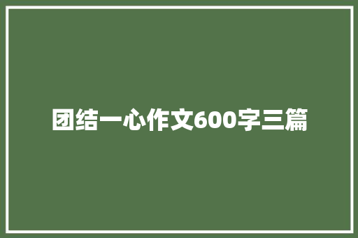 团结一心作文600字三篇