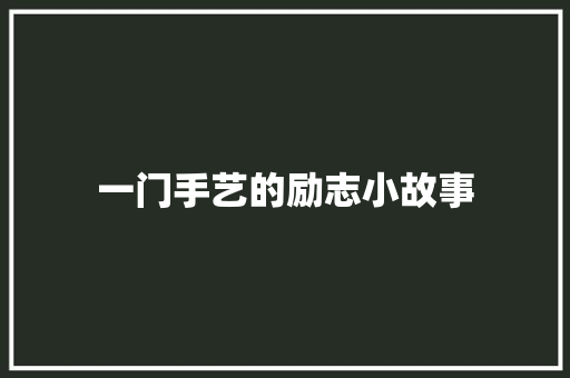 一门手艺的励志小故事