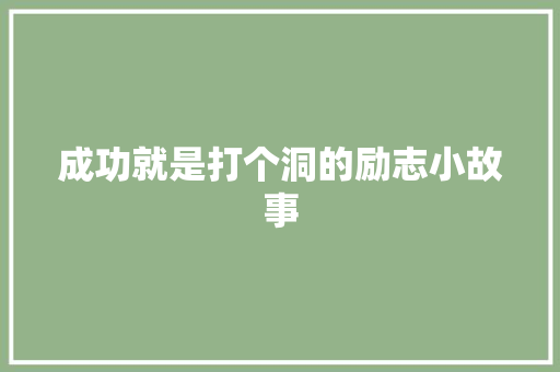 成功就是打个洞的励志小故事