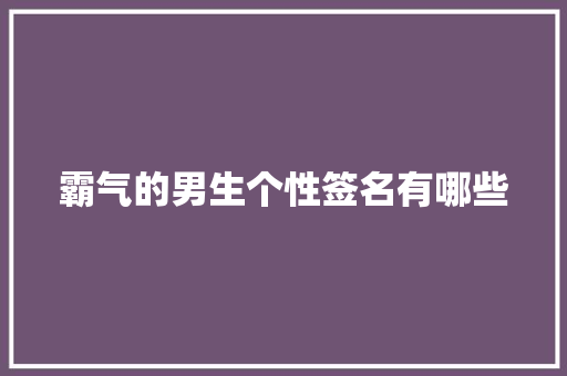 霸气的男生个性签名有哪些