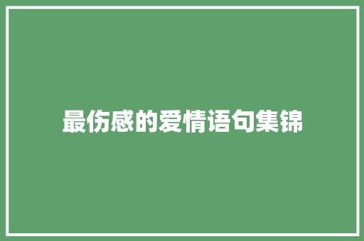 最伤感的爱情语句集锦