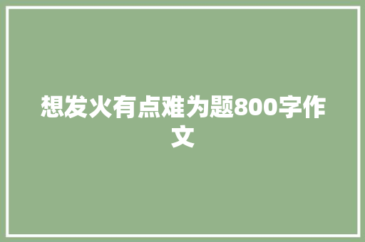 想发火有点难为题800字作文