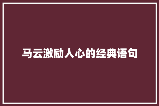 马云激励人心的经典语句