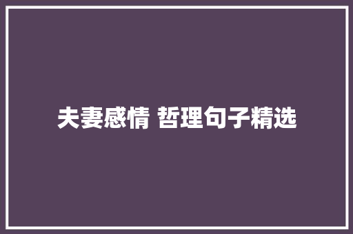 夫妻感情 哲理句子精选