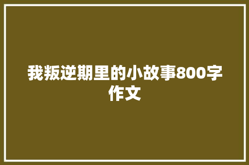 我叛逆期里的小故事800字作文