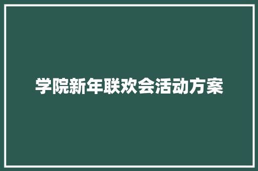 学院新年联欢会活动方案