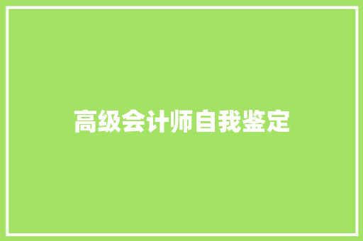 高级会计师自我鉴定