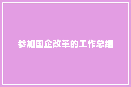 参加国企改革的工作总结