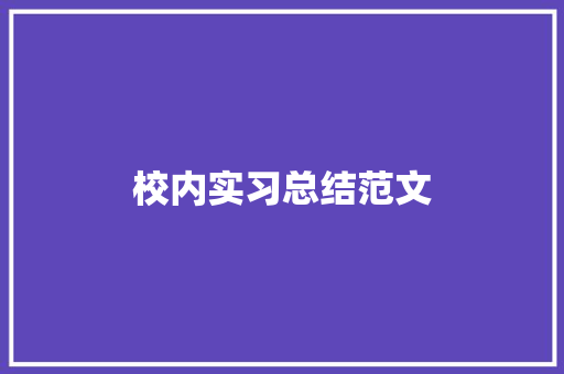 校内实习总结范文