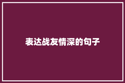 表达战友情深的句子