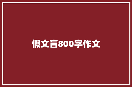 假文盲800字作文