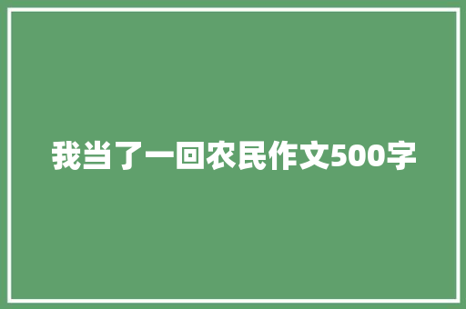 我当了一回农民作文500字