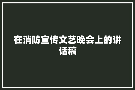 在消防宣传文艺晚会上的讲话稿