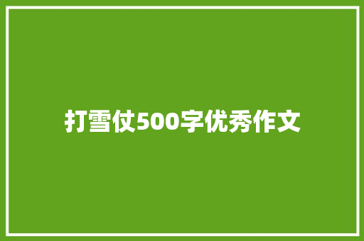 打雪仗500字优秀作文