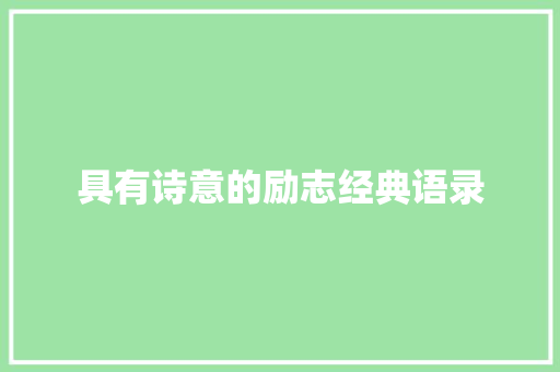 具有诗意的励志经典语录