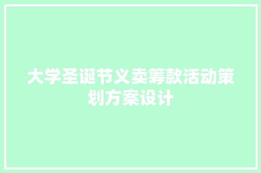 大学圣诞节义卖筹款活动策划方案设计